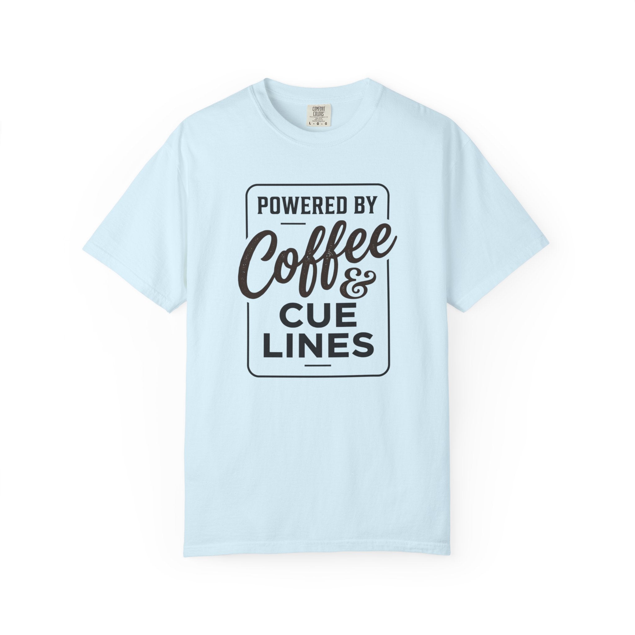 Coffee & Cue Lines T-Shirt — "Powered by Coffee & Cue Lines"