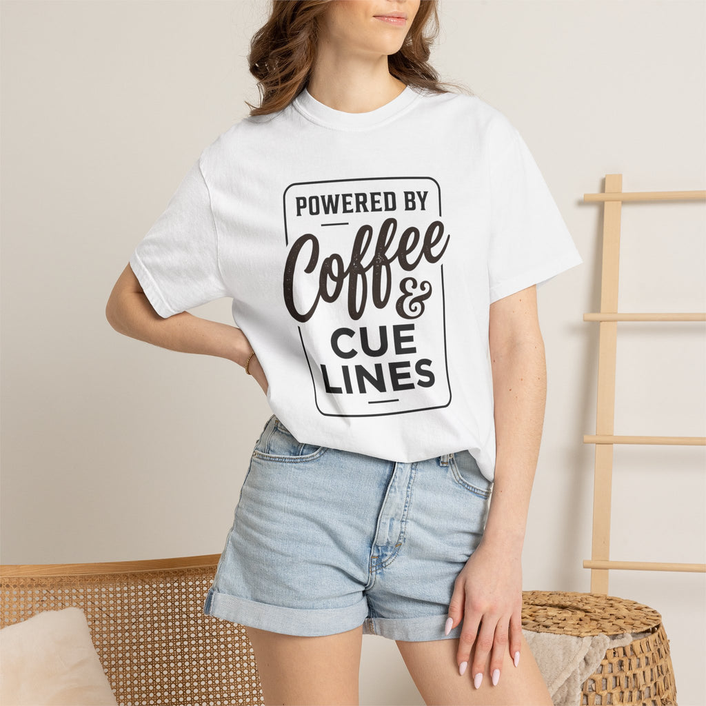 Coffee & Cue Lines T-Shirt — "Powered by Coffee & Cue Lines"