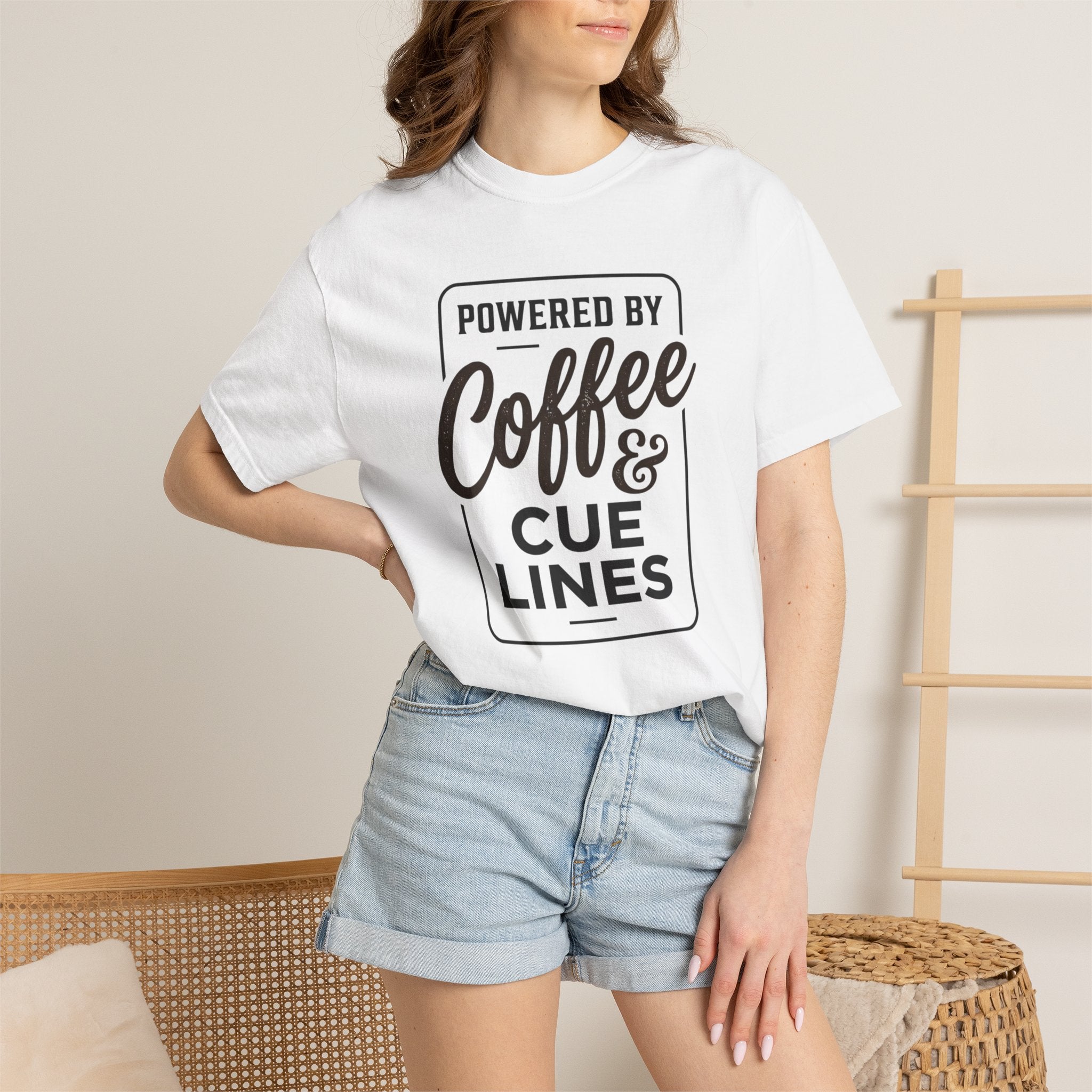 Coffee & Cue Lines T-Shirt — "Powered by Coffee & Cue Lines"