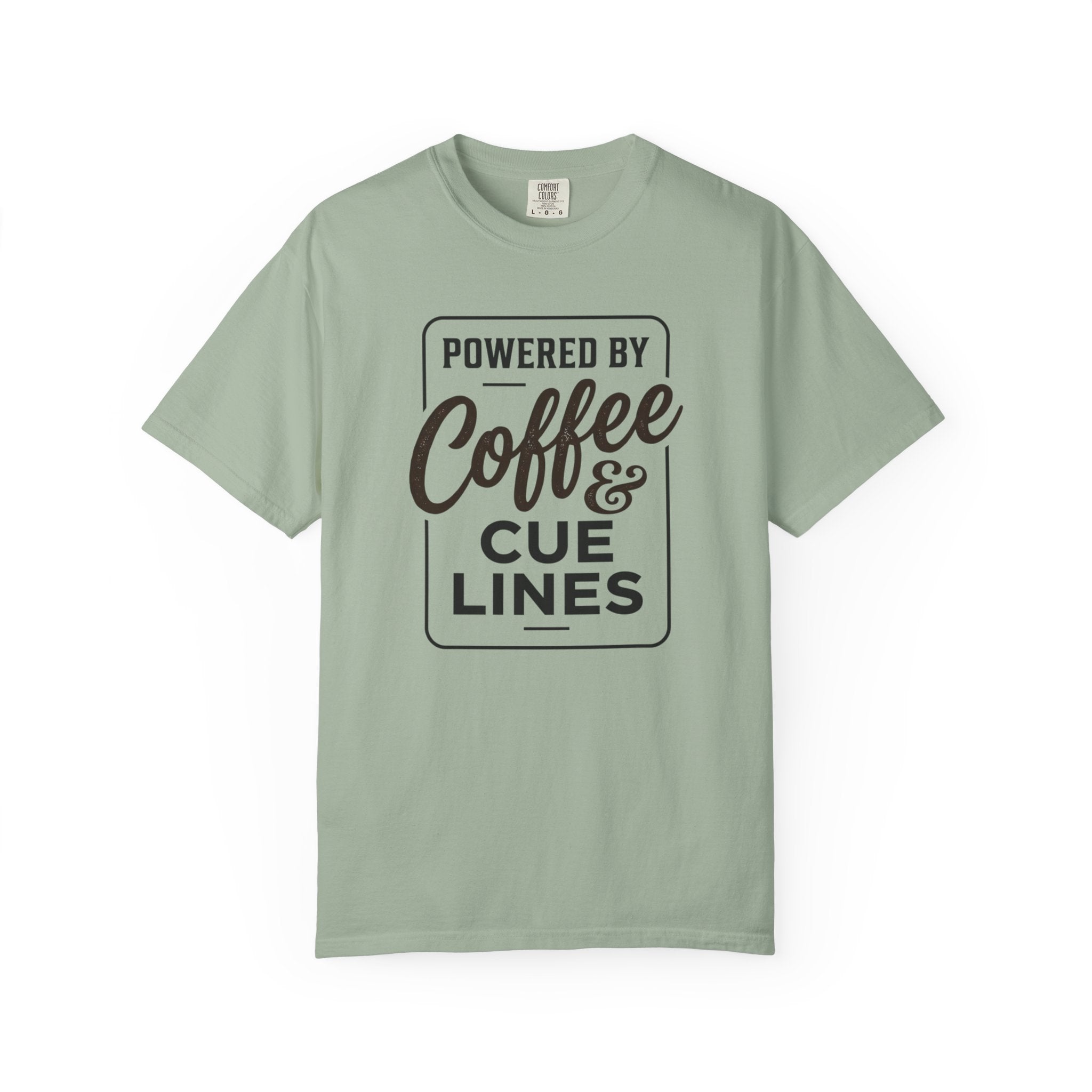 Coffee & Cue Lines T-Shirt — "Powered by Coffee & Cue Lines"
