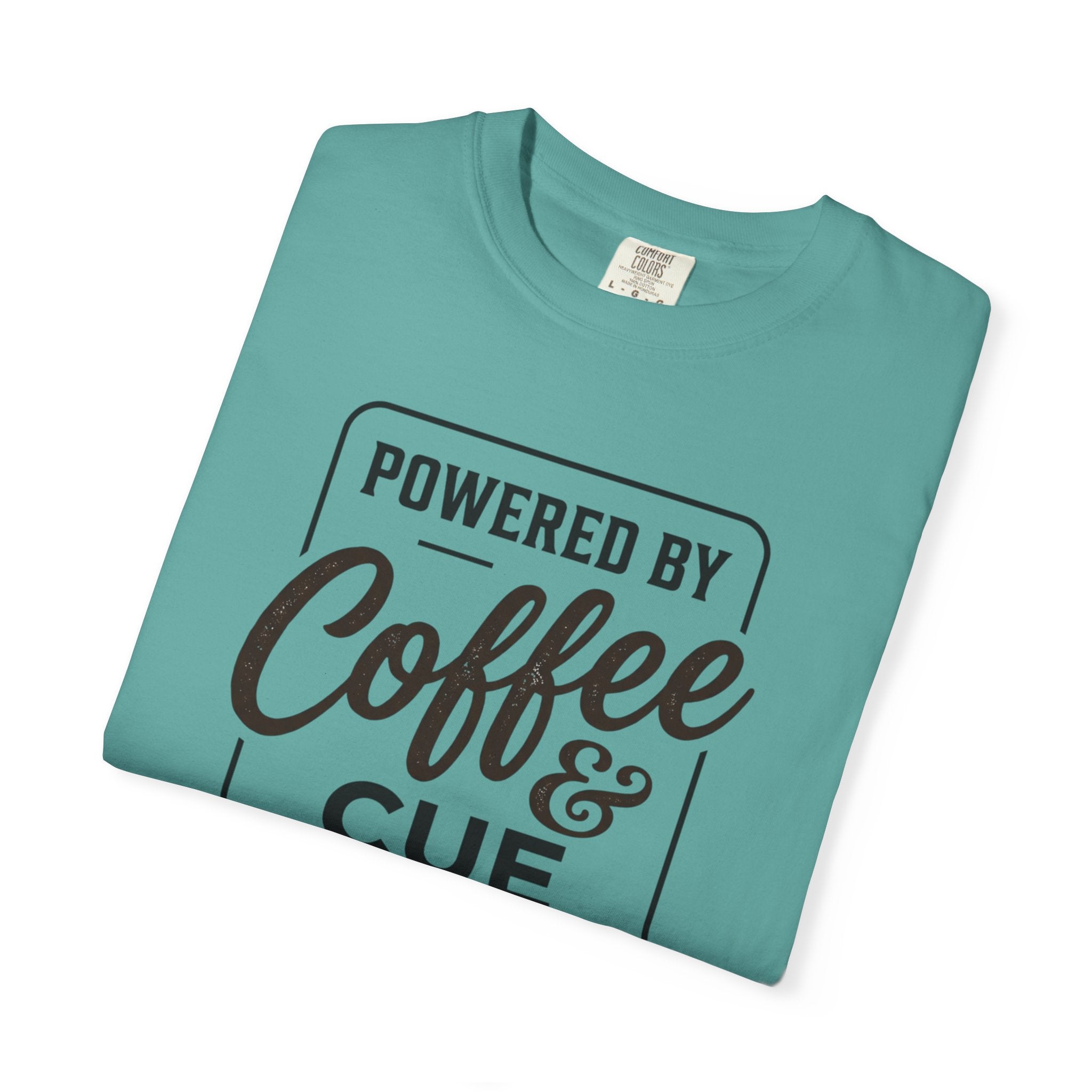 Coffee & Cue Lines T-Shirt — "Powered by Coffee & Cue Lines"