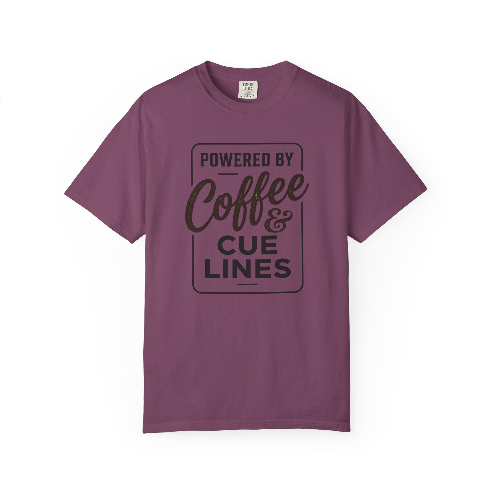 Coffee & Cue Lines T-Shirt — "Powered by Coffee & Cue Lines"