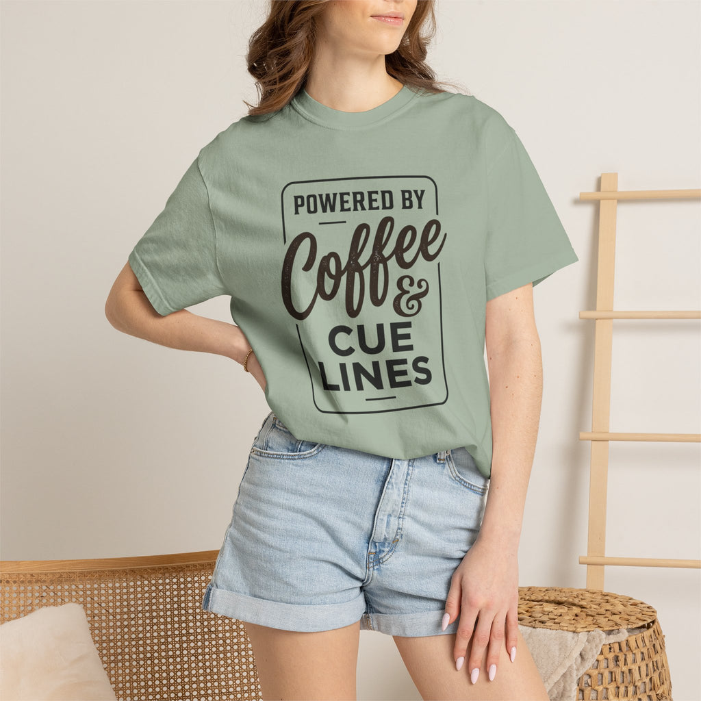 Coffee & Cue Lines T-Shirt — "Powered by Coffee & Cue Lines"