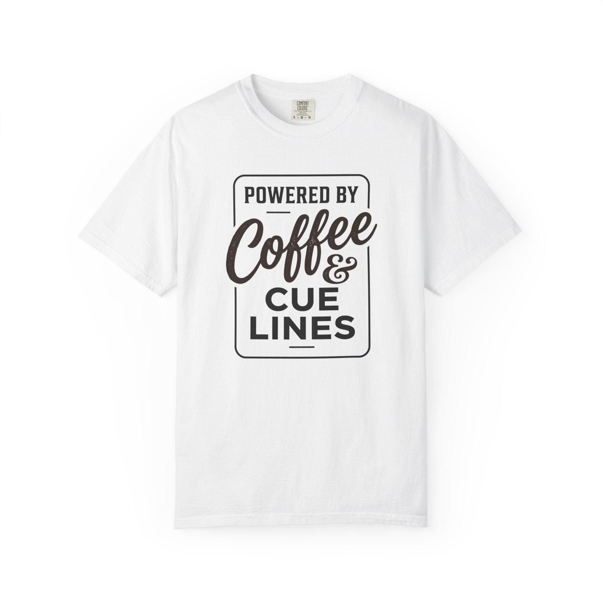 Coffee & Cue Lines T-Shirt — "Powered by Coffee & Cue Lines"