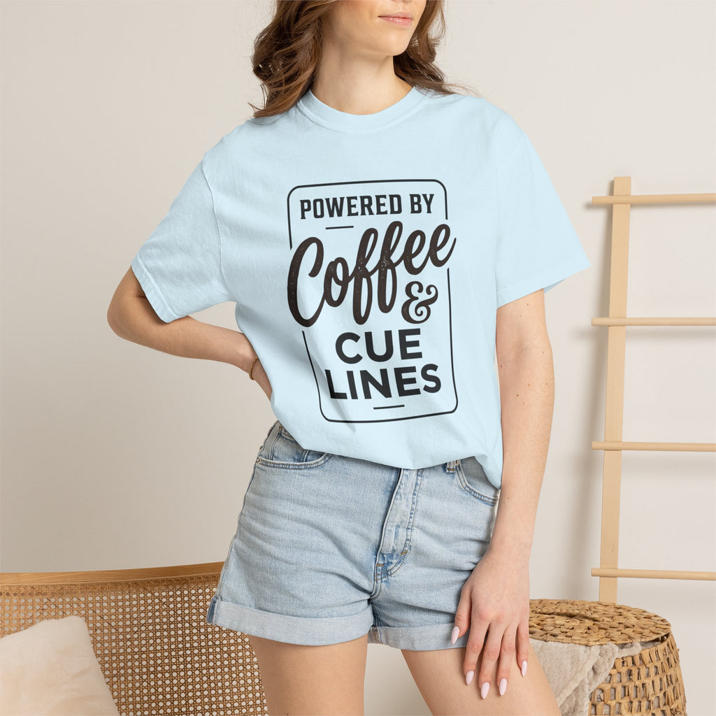 Coffee & Cue Lines T-Shirt — "Powered by Coffee & Cue Lines"