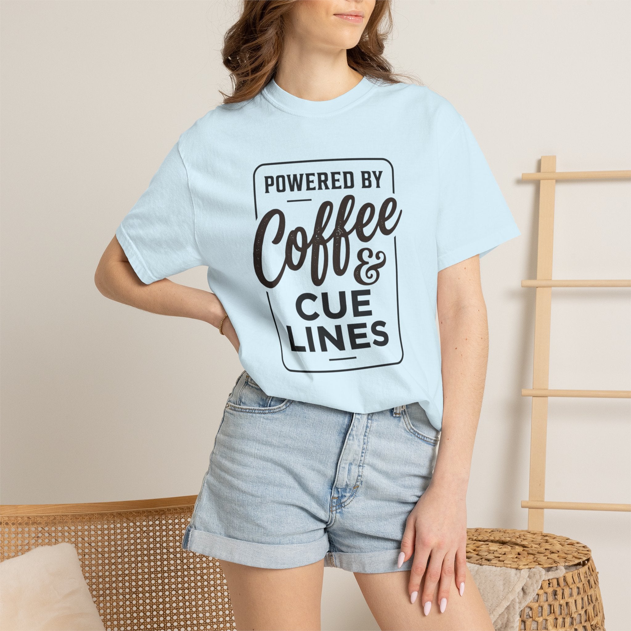 Coffee & Cue Lines T-Shirt — "Powered by Coffee & Cue Lines"