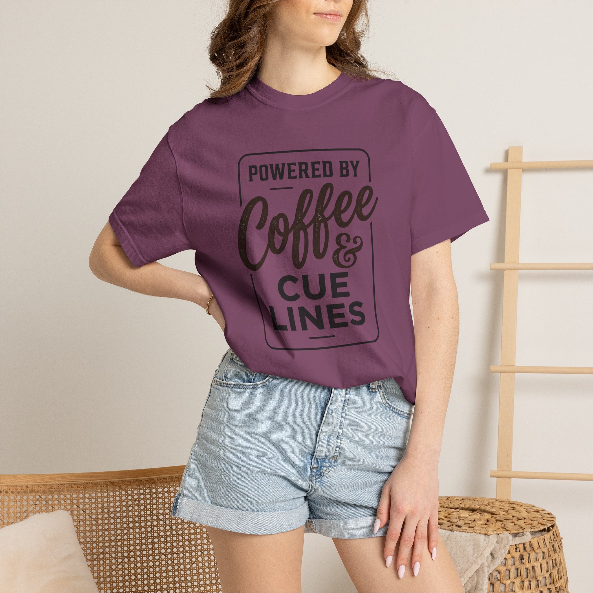 Coffee & Cue Lines T-Shirt — "Powered by Coffee & Cue Lines"