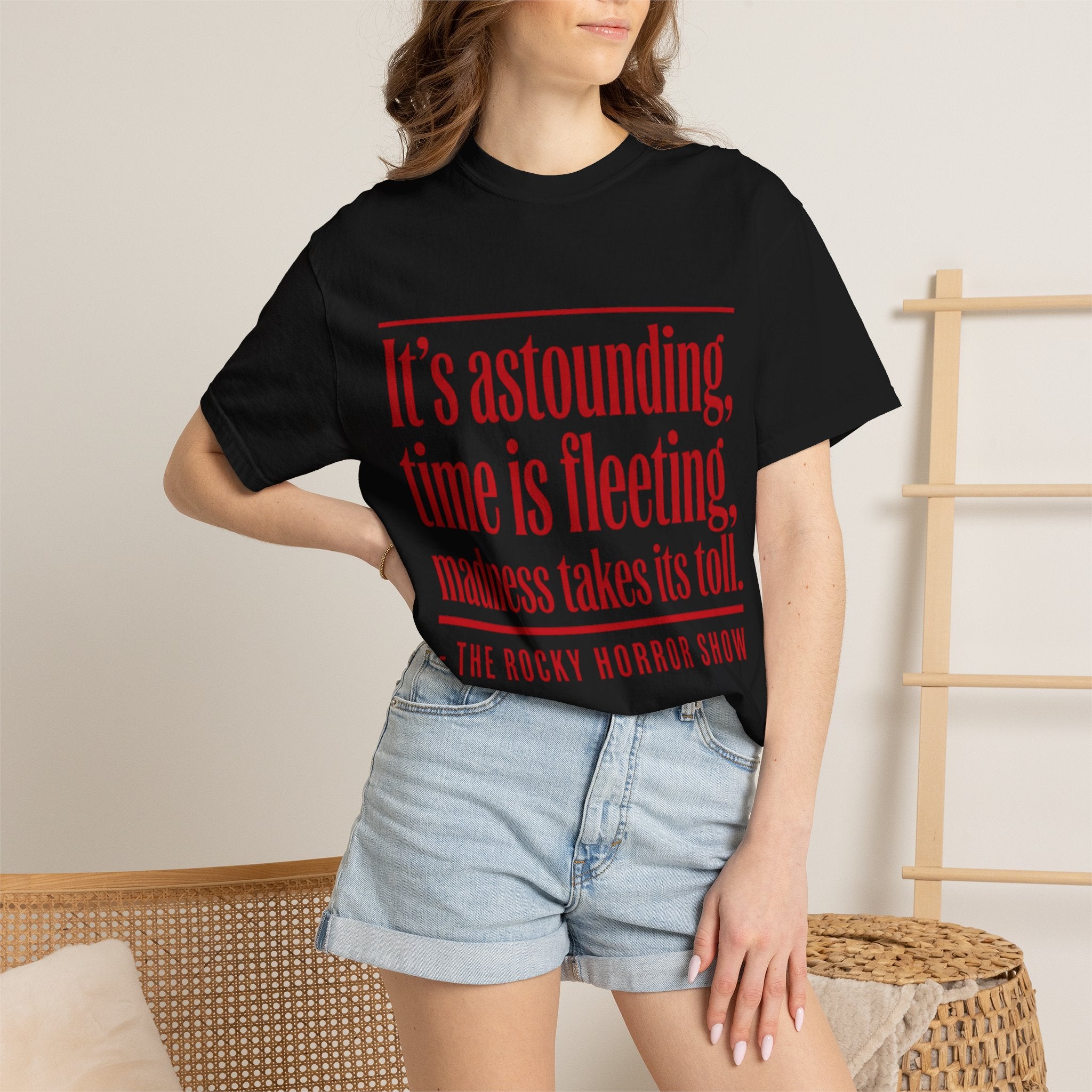 Rocky Horror Quote T-Shirt — "It's astounding, time is fleeting" Graphic Tee