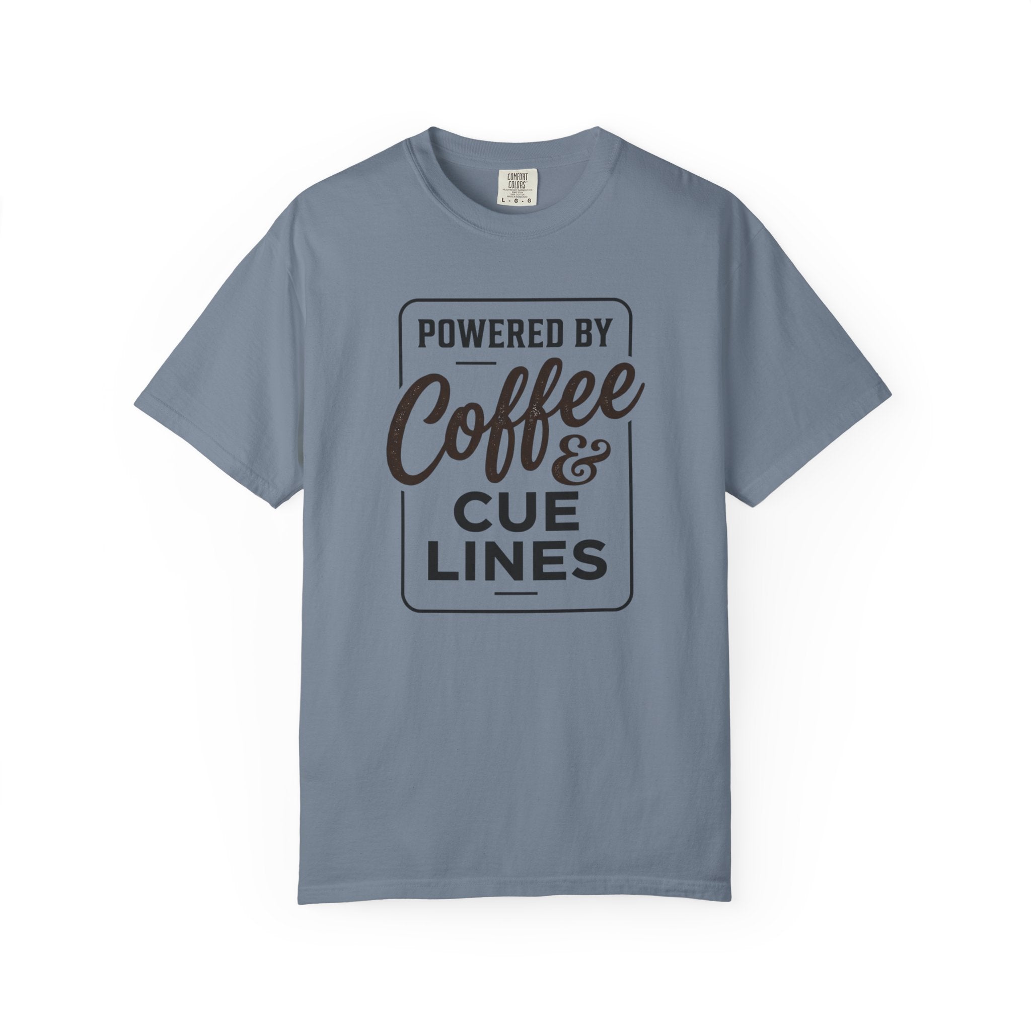 Coffee & Cue Lines T-Shirt — "Powered by Coffee & Cue Lines"