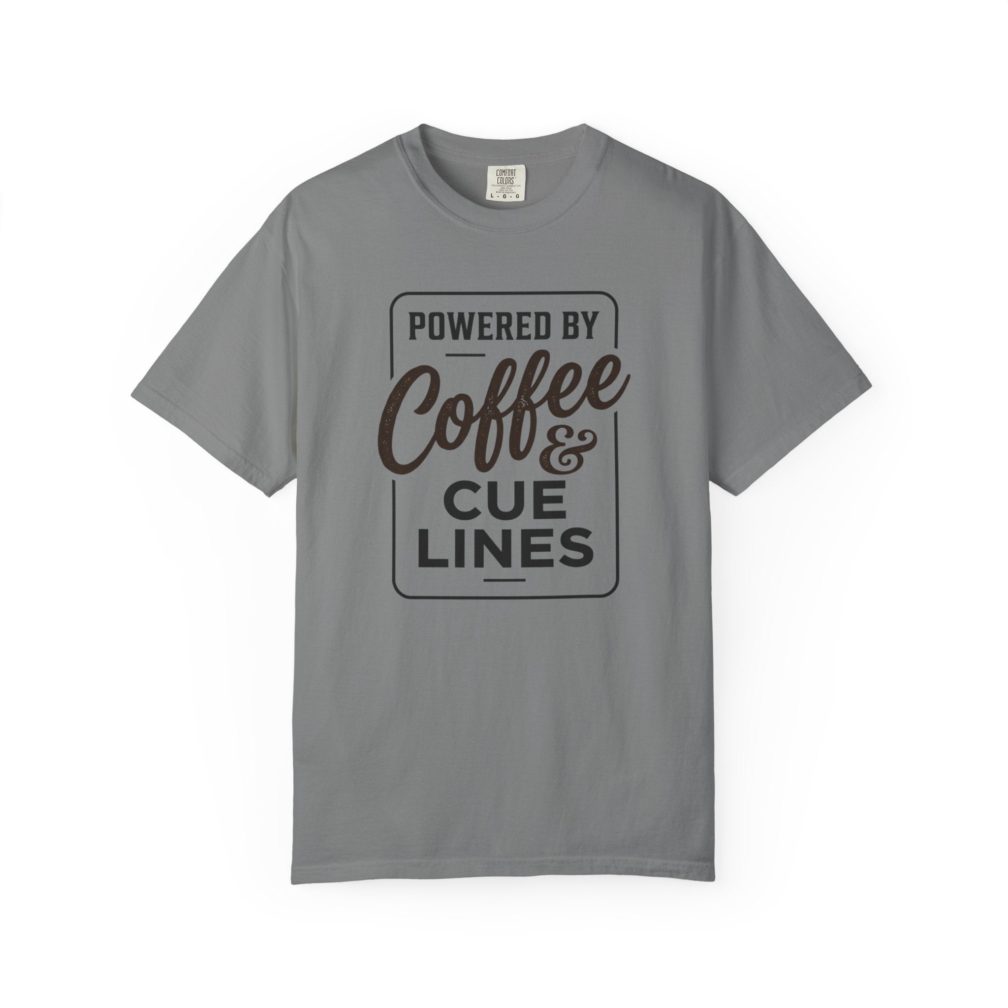 Coffee & Cue Lines T-Shirt — "Powered by Coffee & Cue Lines"