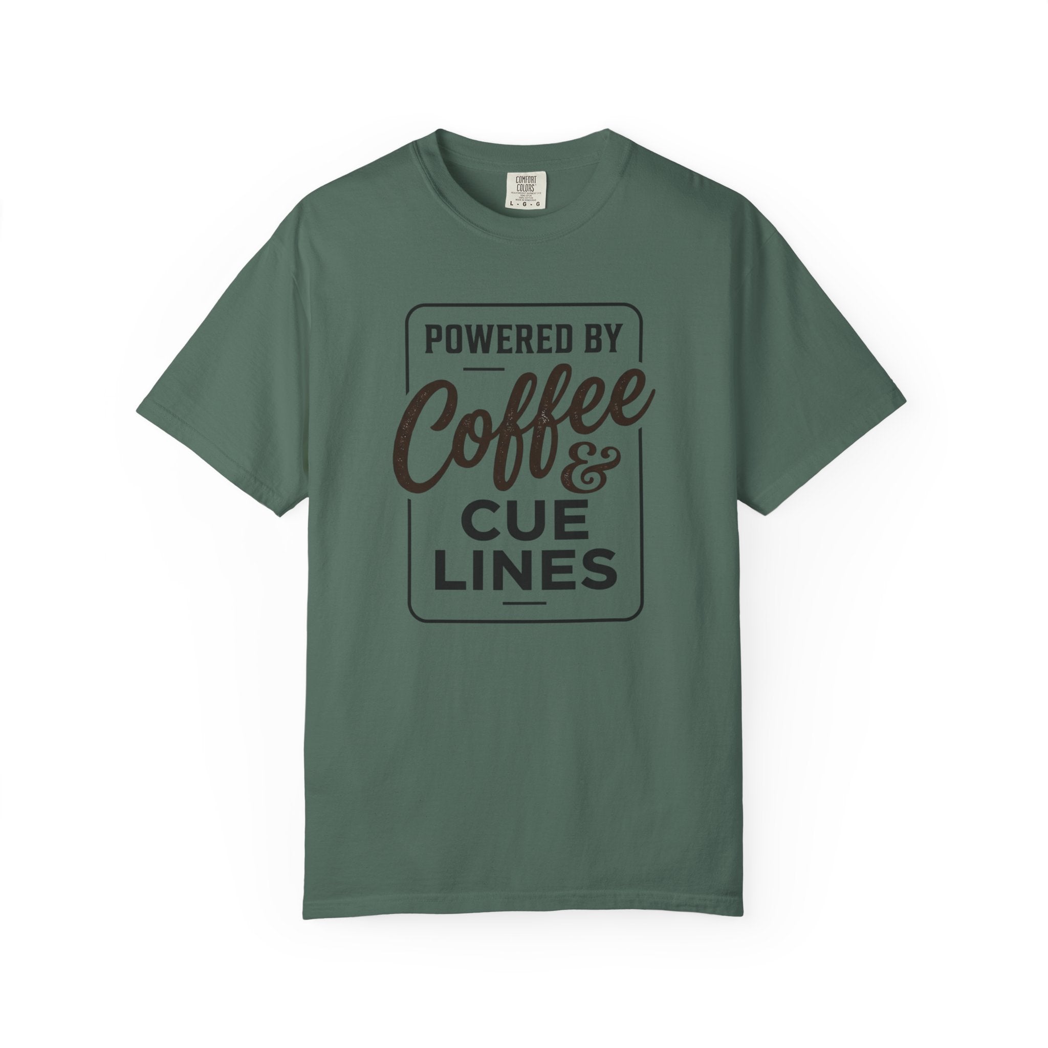 Coffee & Cue Lines T-Shirt — "Powered by Coffee & Cue Lines"