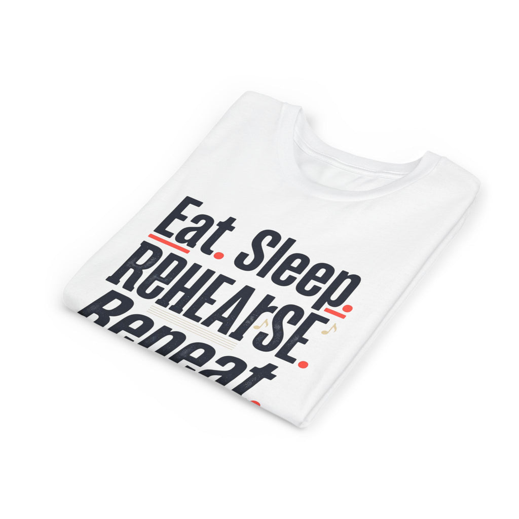 Eat. Sleep. Rehearse. Repeat. Youth Short Sleeve Tee — Musical Rehearsal Shirt for Young Performers