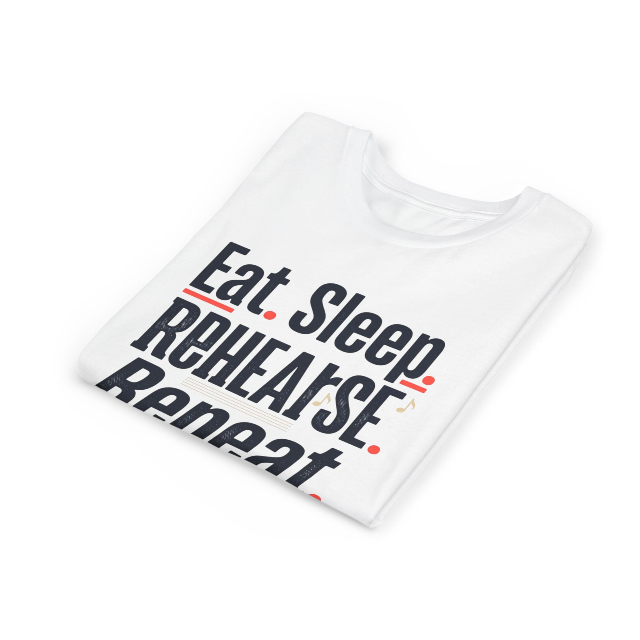 Eat. Sleep. Rehearse. Repeat. Youth Short Sleeve Tee — Musical Rehearsal Shirt for Young Performers