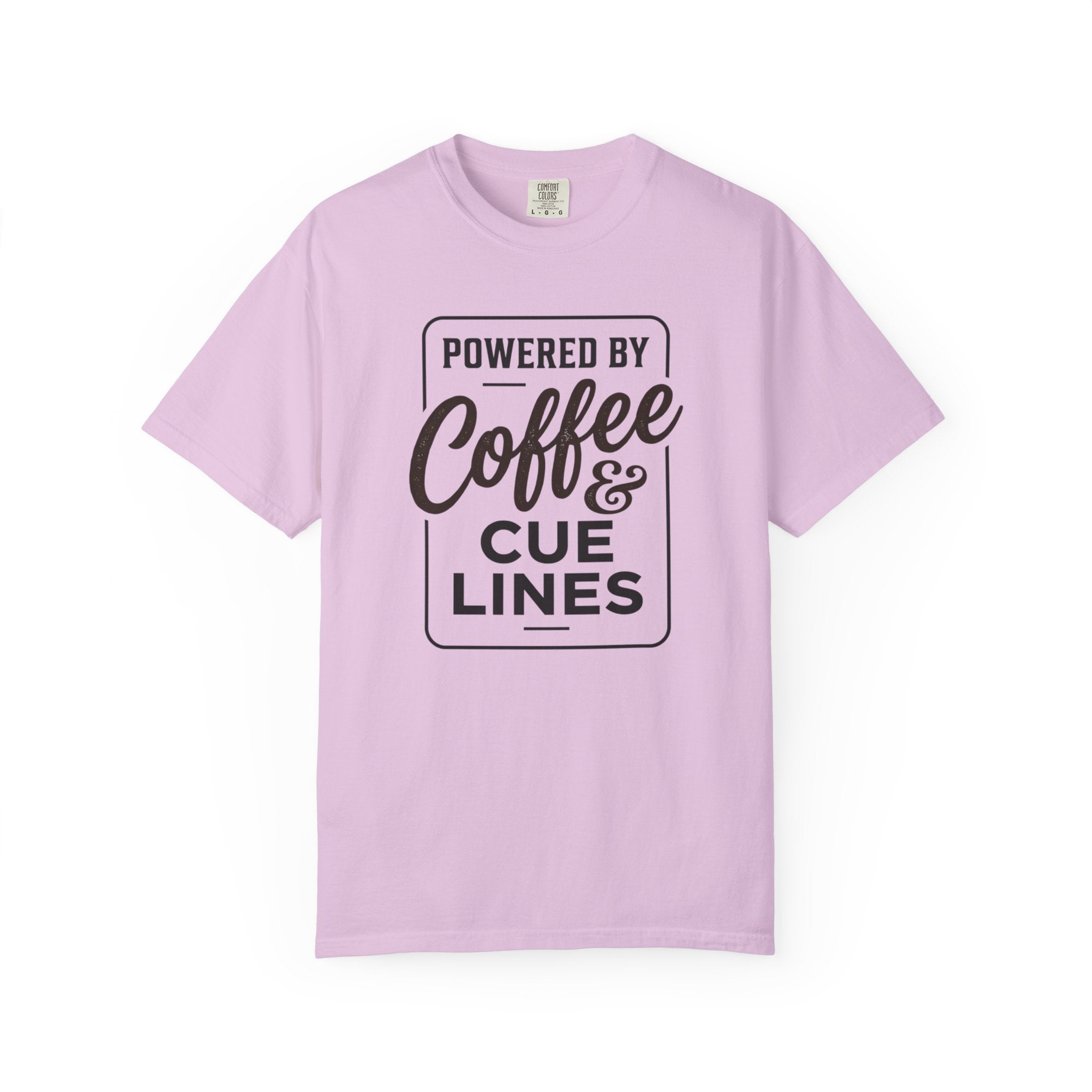 Coffee & Cue Lines T-Shirt — "Powered by Coffee & Cue Lines"