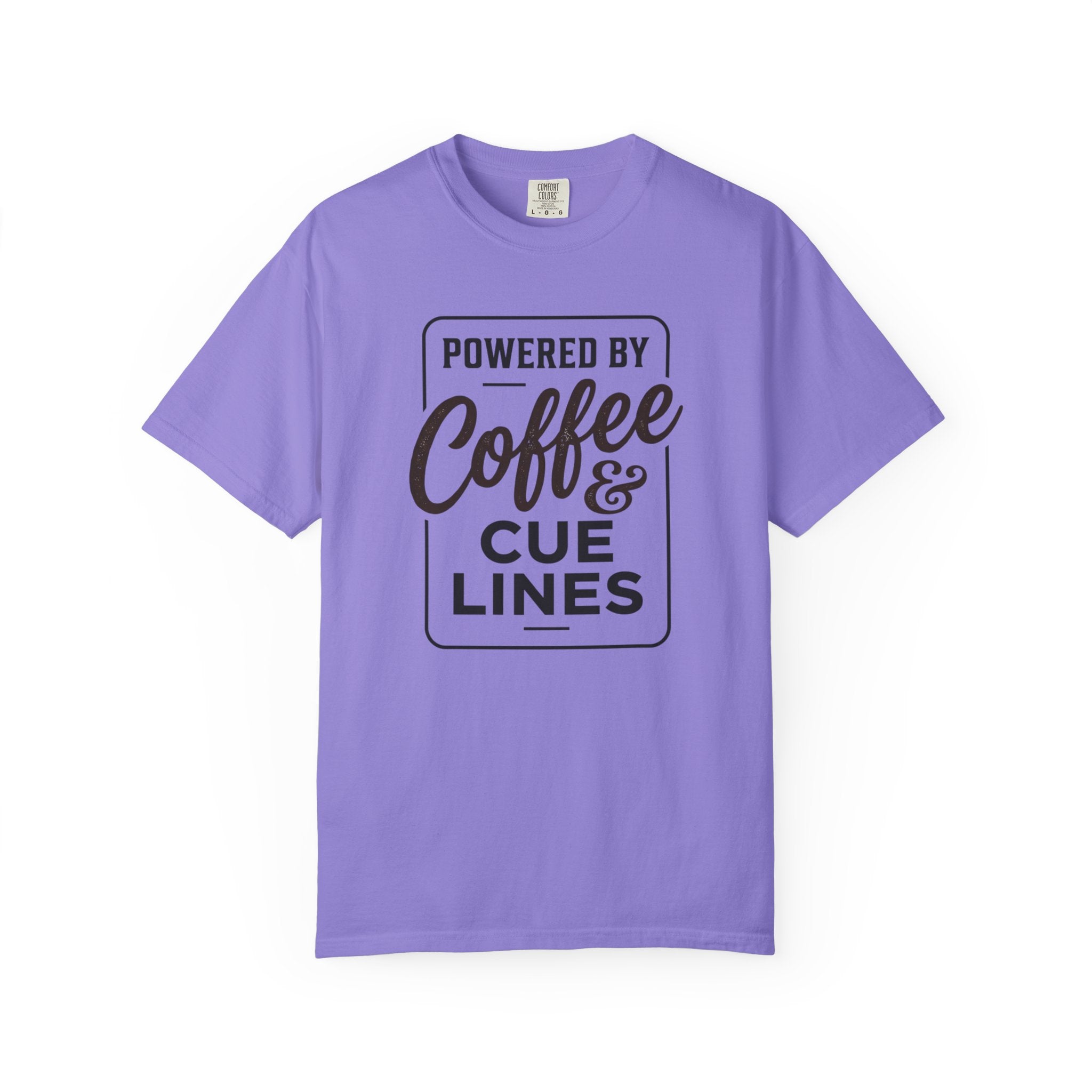 Coffee & Cue Lines T-Shirt — "Powered by Coffee & Cue Lines"