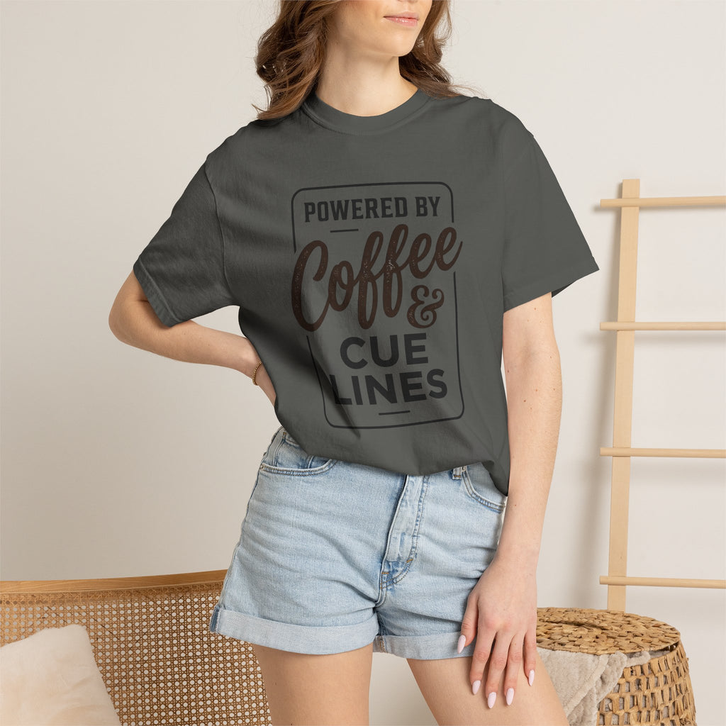 Coffee & Cue Lines T-Shirt — "Powered by Coffee & Cue Lines"