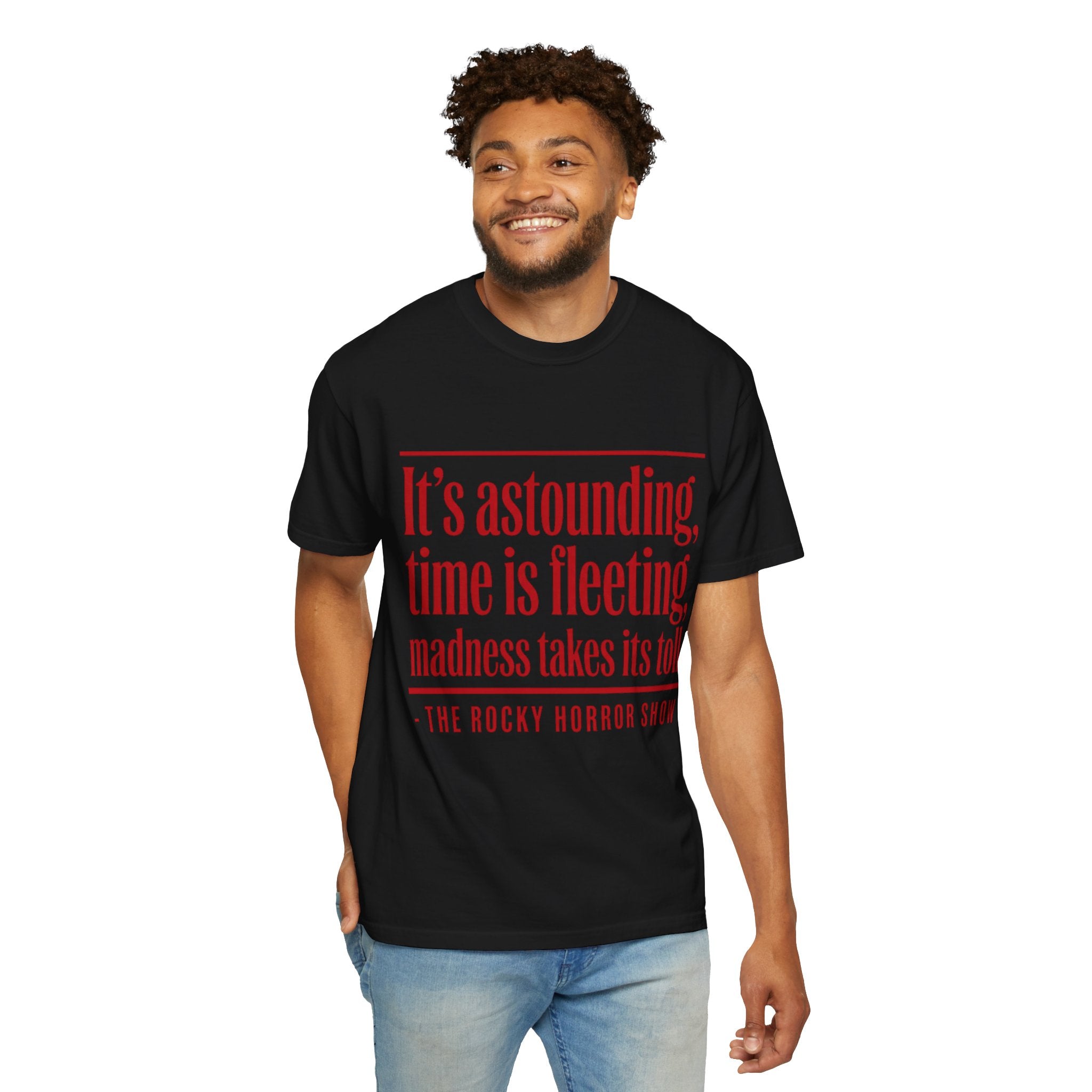 Rocky Horror Quote T-Shirt — "It's astounding, time is fleeting" Graphic Tee
