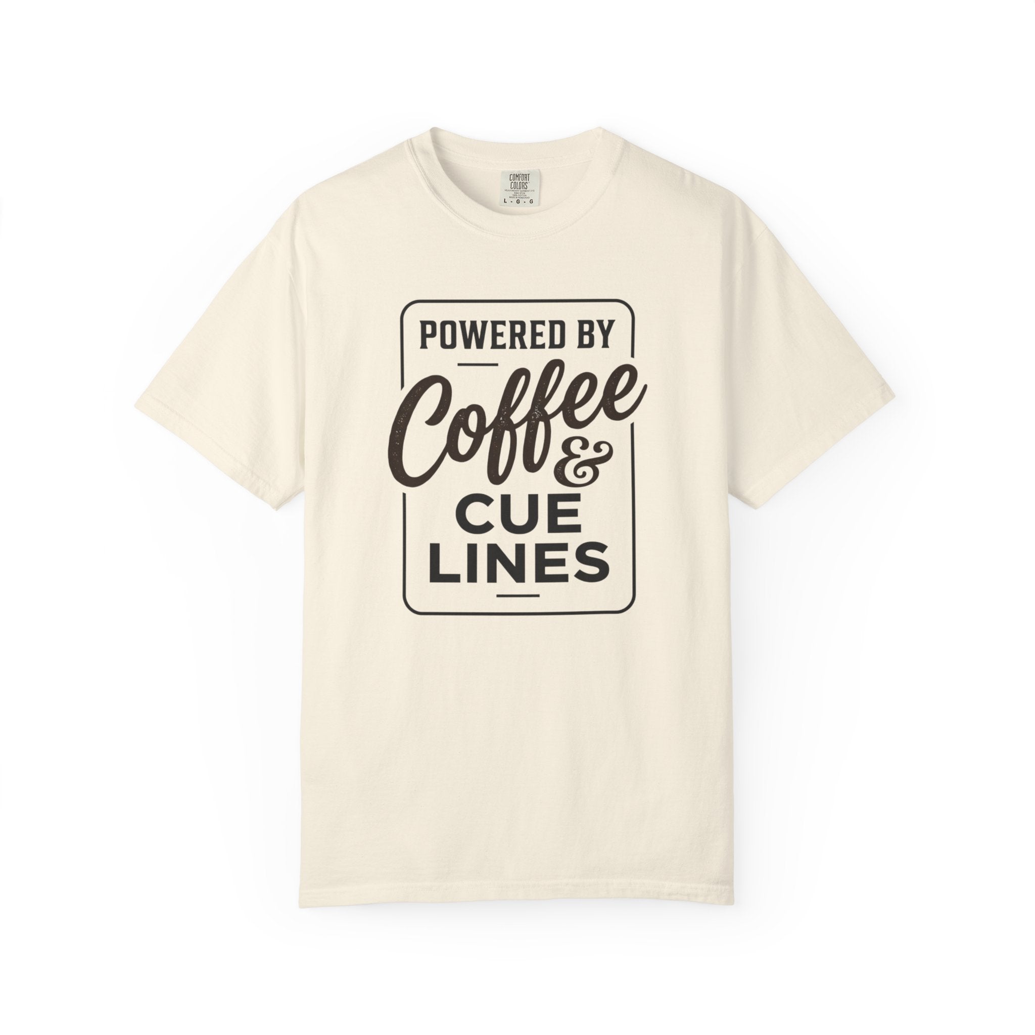 Coffee & Cue Lines T-Shirt — "Powered by Coffee & Cue Lines"