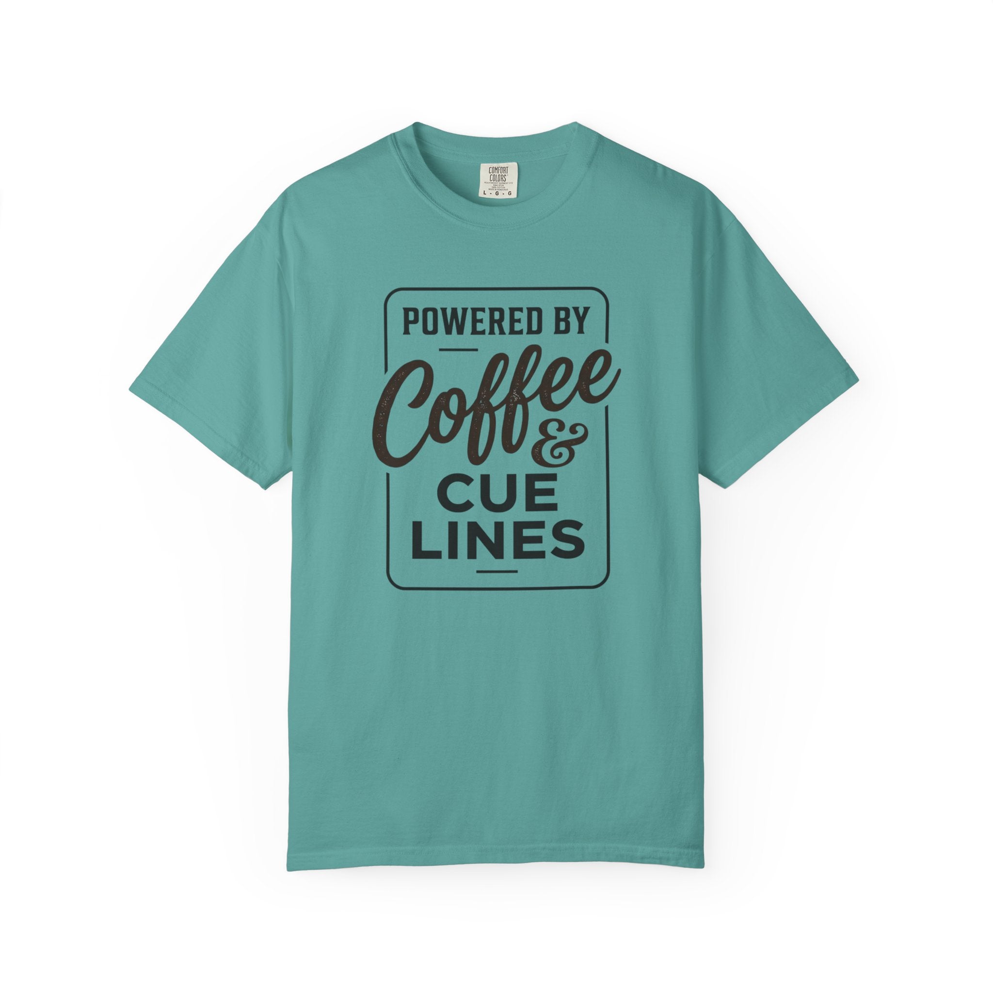 Coffee & Cue Lines T-Shirt — "Powered by Coffee & Cue Lines"