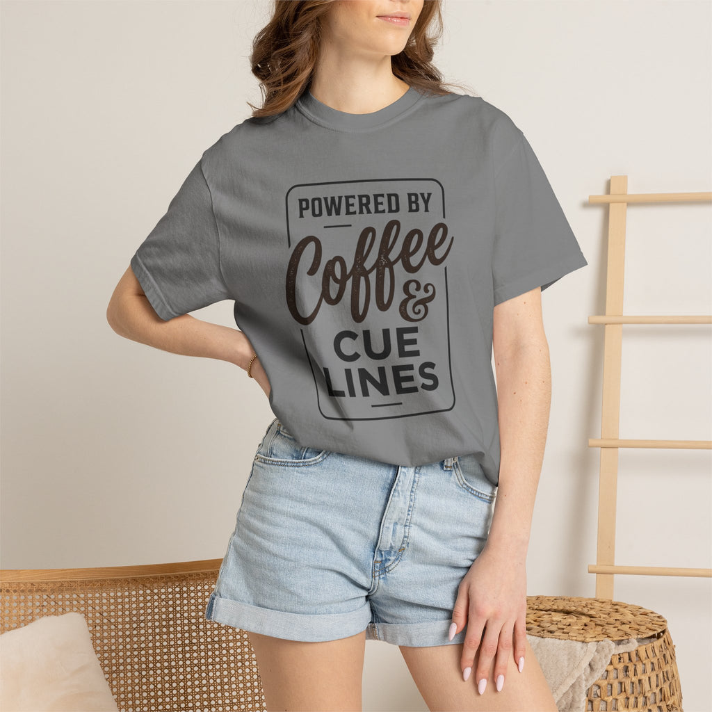 Coffee & Cue Lines T-Shirt — "Powered by Coffee & Cue Lines"