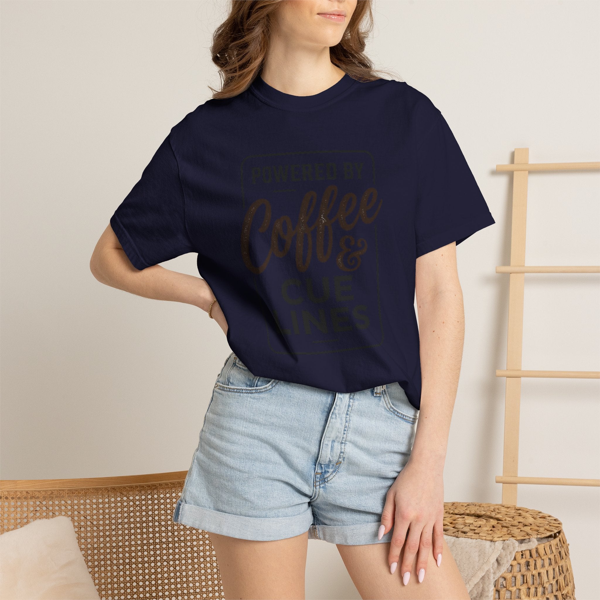 Coffee & Cue Lines T-Shirt — "Powered by Coffee & Cue Lines"