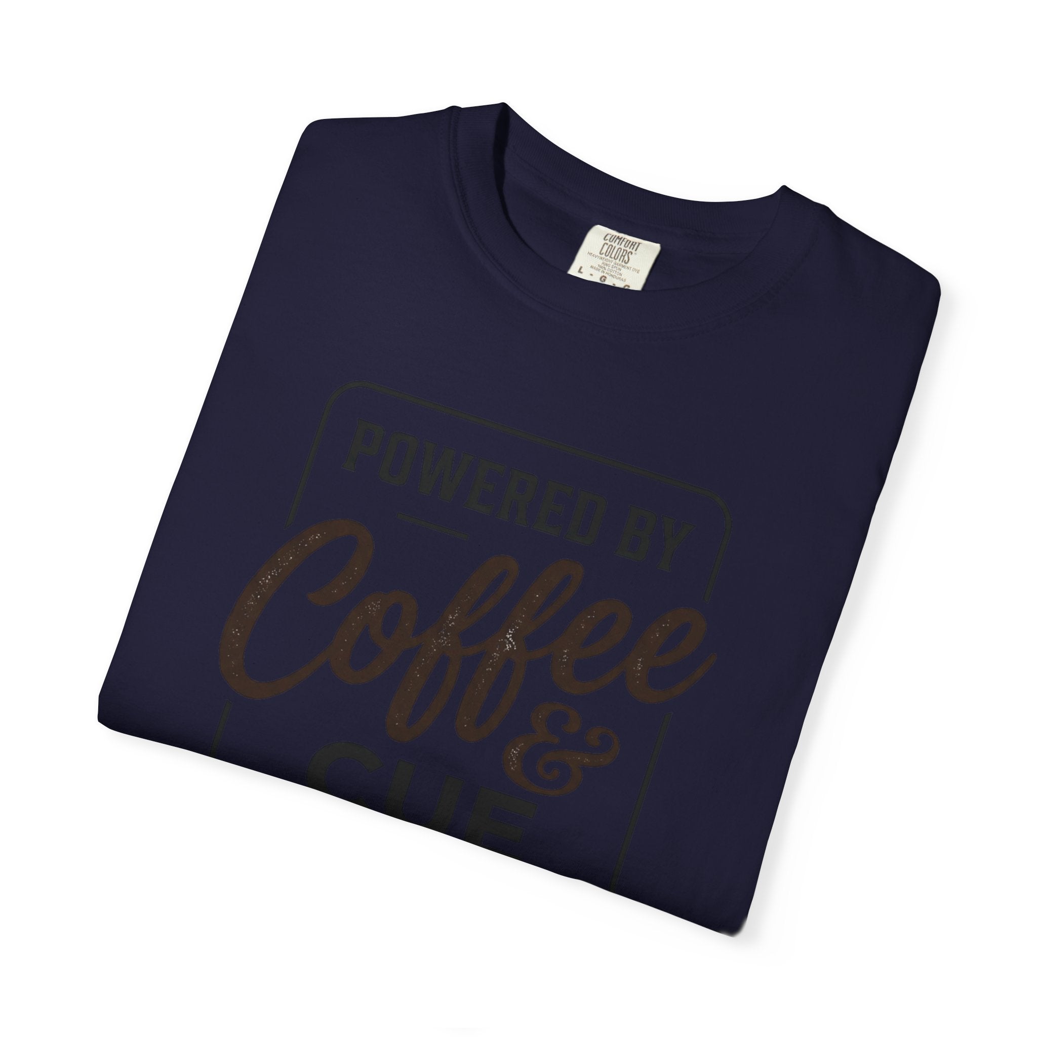 Coffee & Cue Lines T-Shirt — "Powered by Coffee & Cue Lines"
