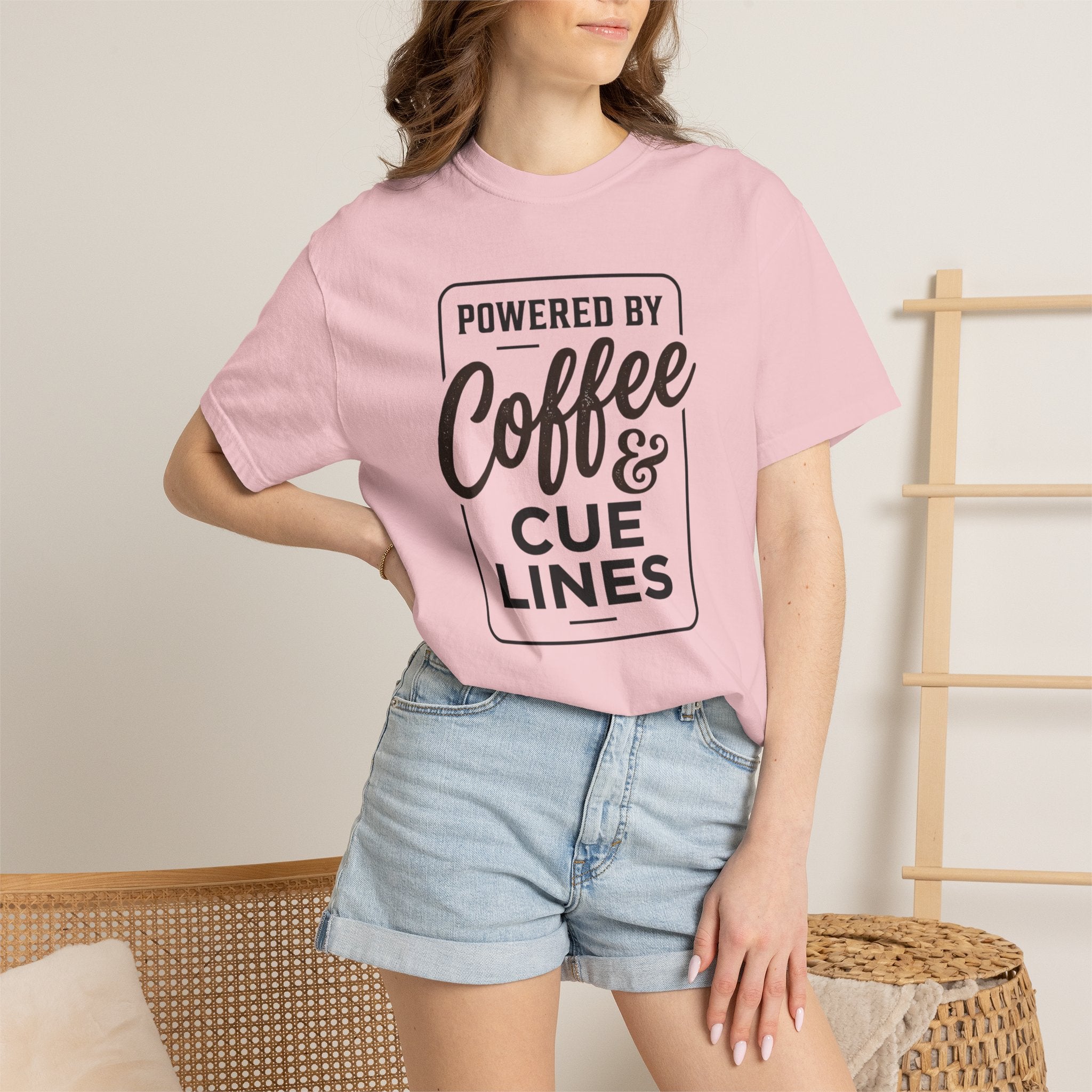 Coffee & Cue Lines T-Shirt — "Powered by Coffee & Cue Lines"