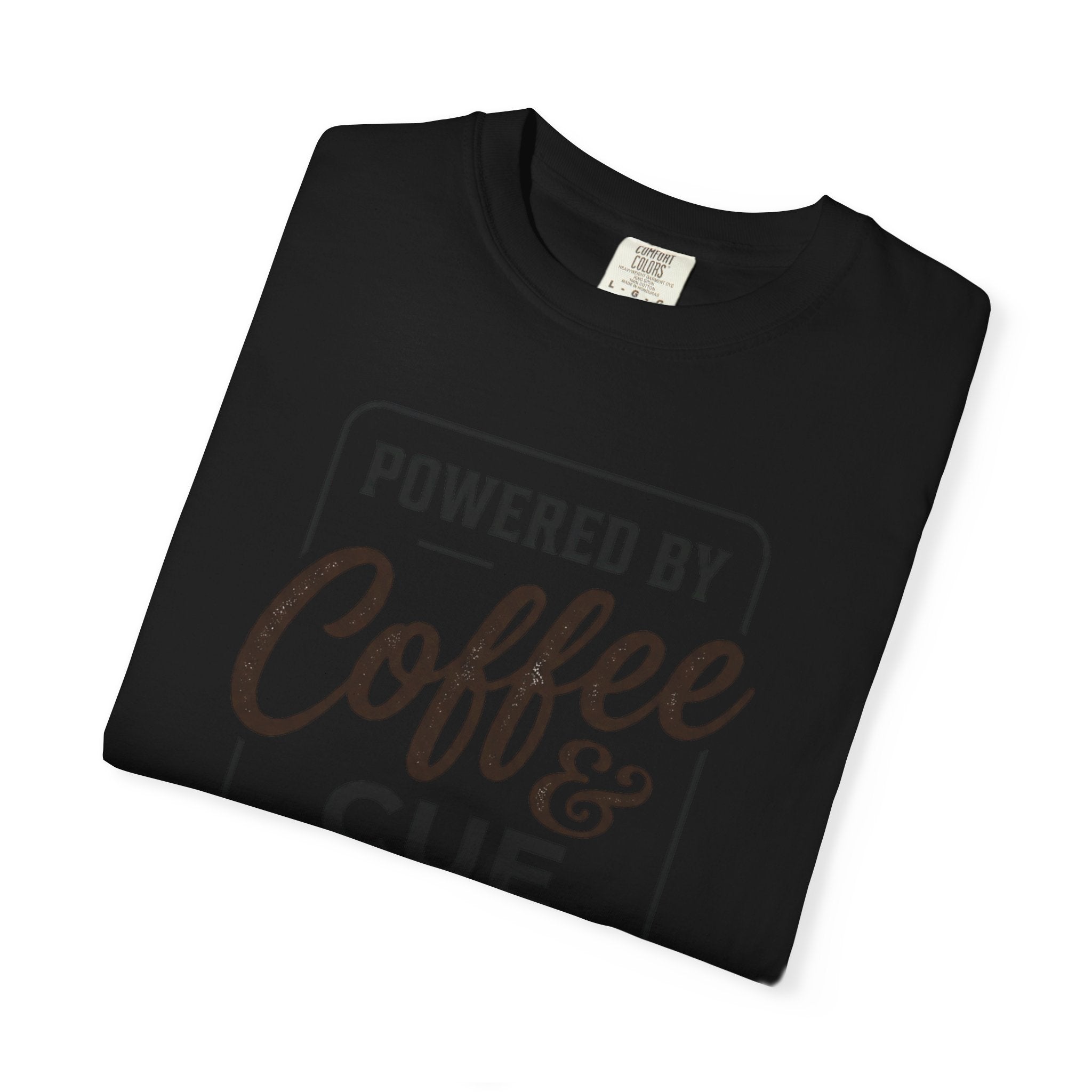 Coffee & Cue Lines T-Shirt — "Powered by Coffee & Cue Lines"