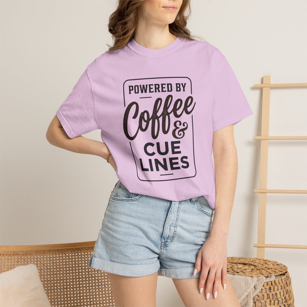 Coffee & Cue Lines T-Shirt — "Powered by Coffee & Cue Lines"