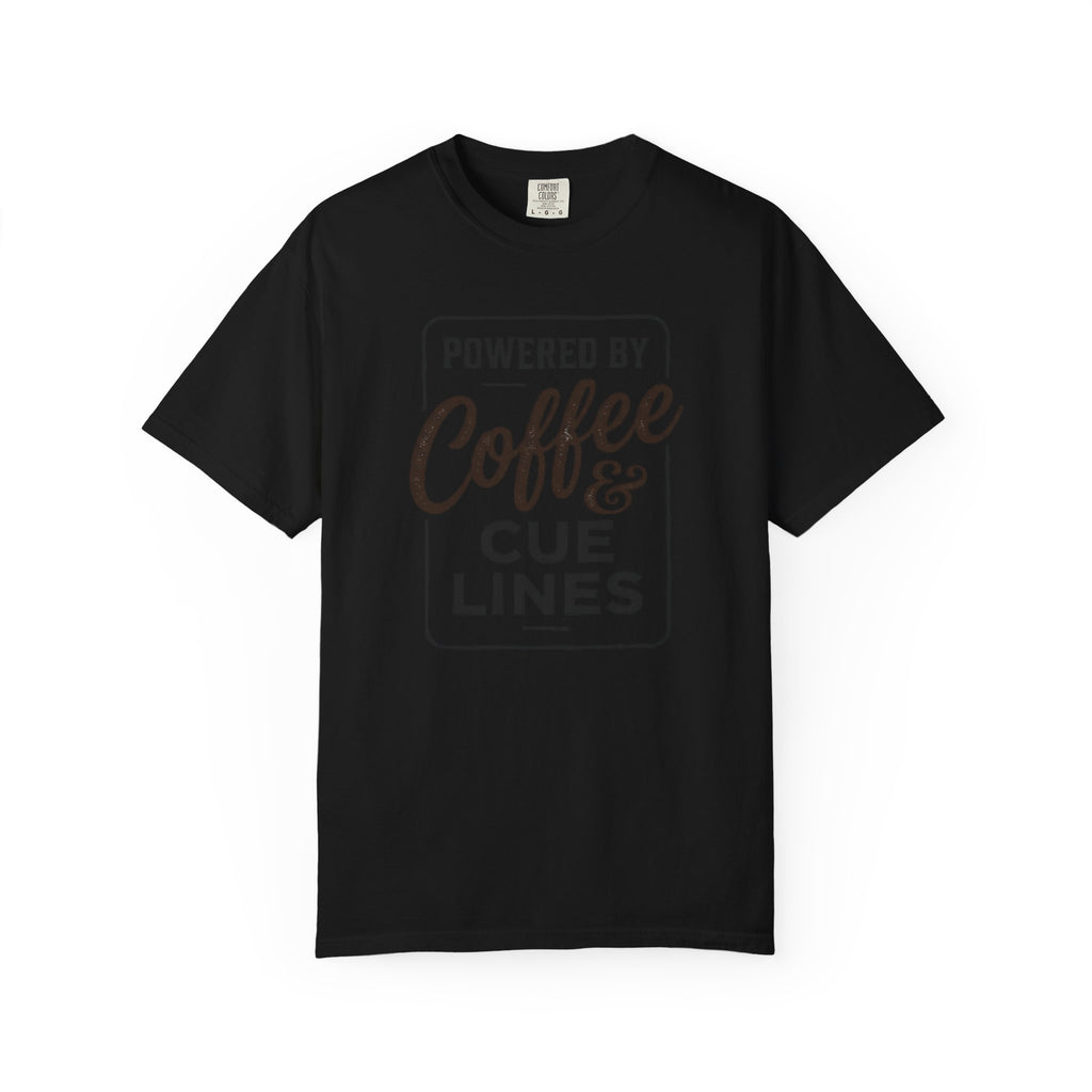 Coffee & Cue Lines T-Shirt — "Powered by Coffee & Cue Lines"