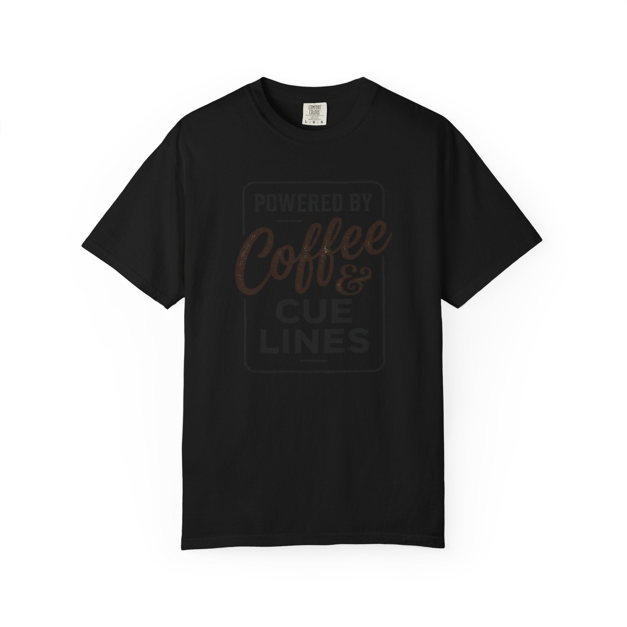 Coffee & Cue Lines T-Shirt — "Powered by Coffee & Cue Lines"