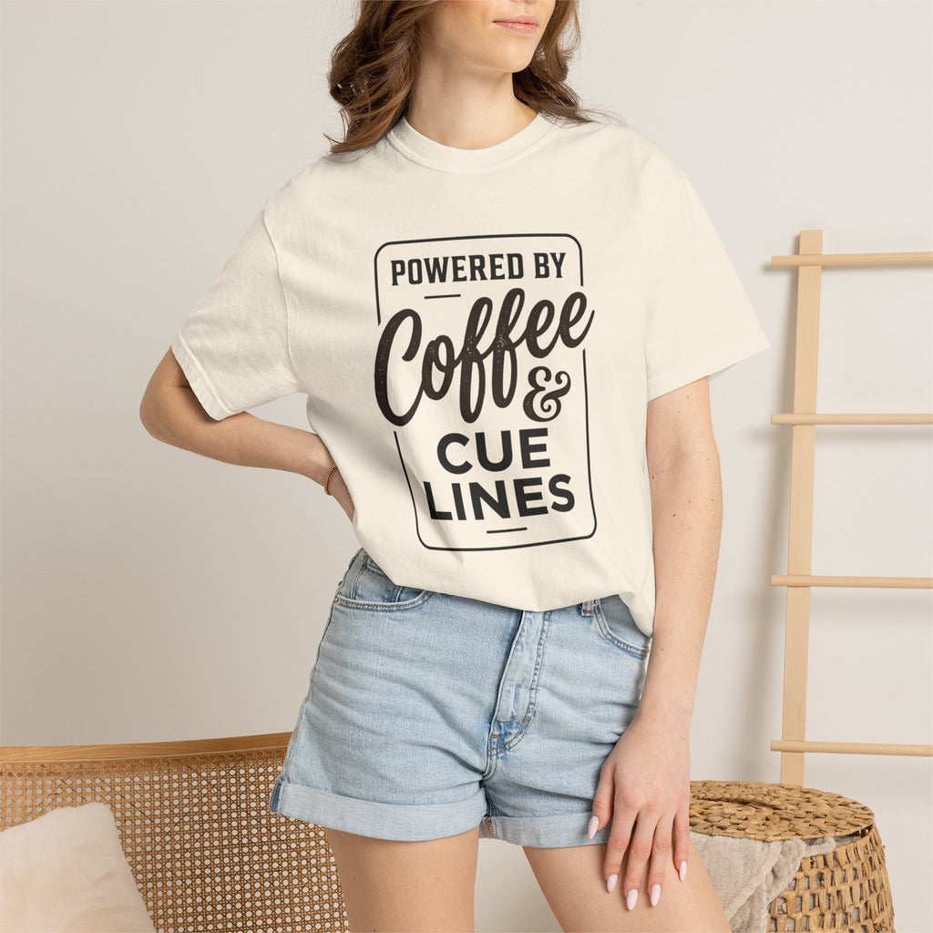 Coffee & Cue Lines T-Shirt — "Powered by Coffee & Cue Lines"