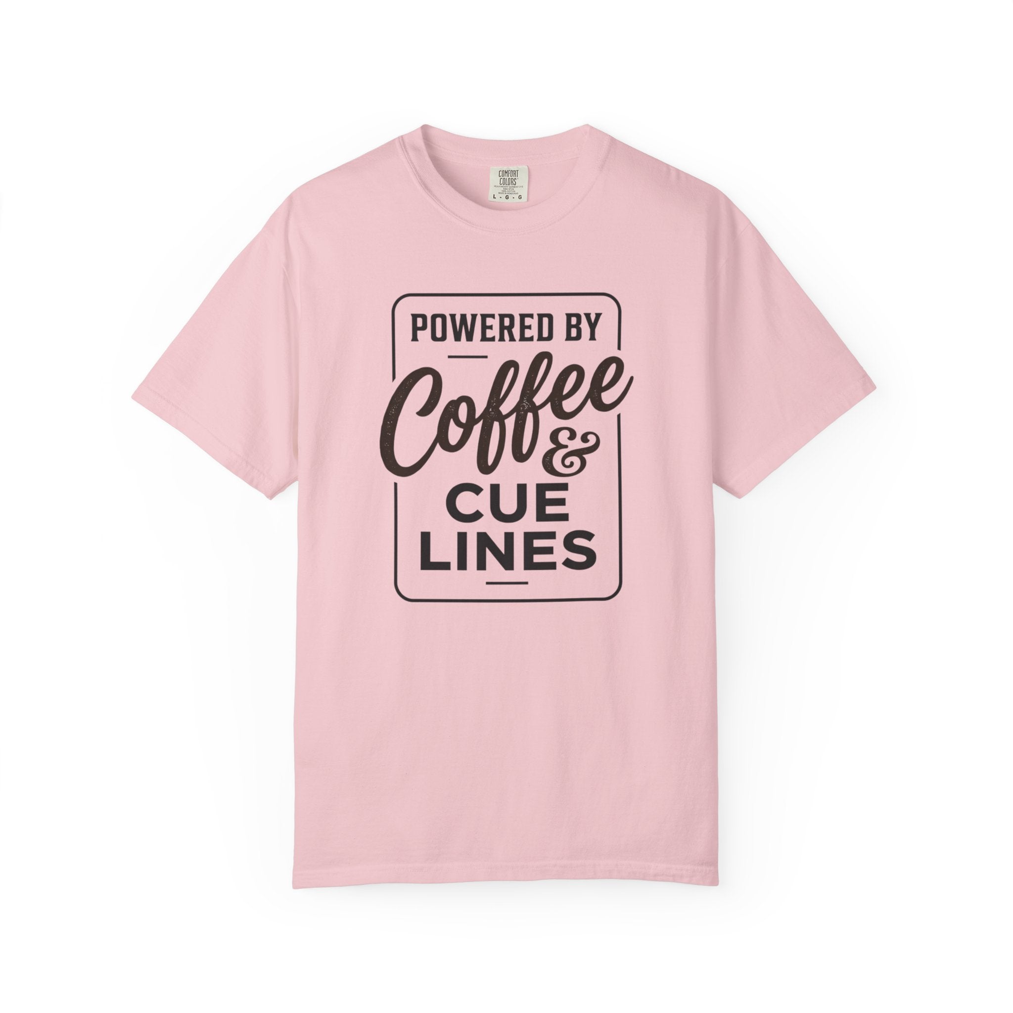 Coffee & Cue Lines T-Shirt — "Powered by Coffee & Cue Lines"