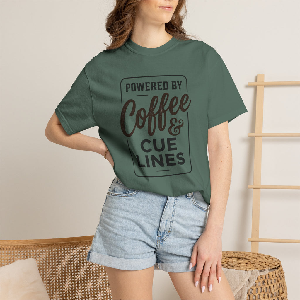 Coffee & Cue Lines T-Shirt — "Powered by Coffee & Cue Lines"