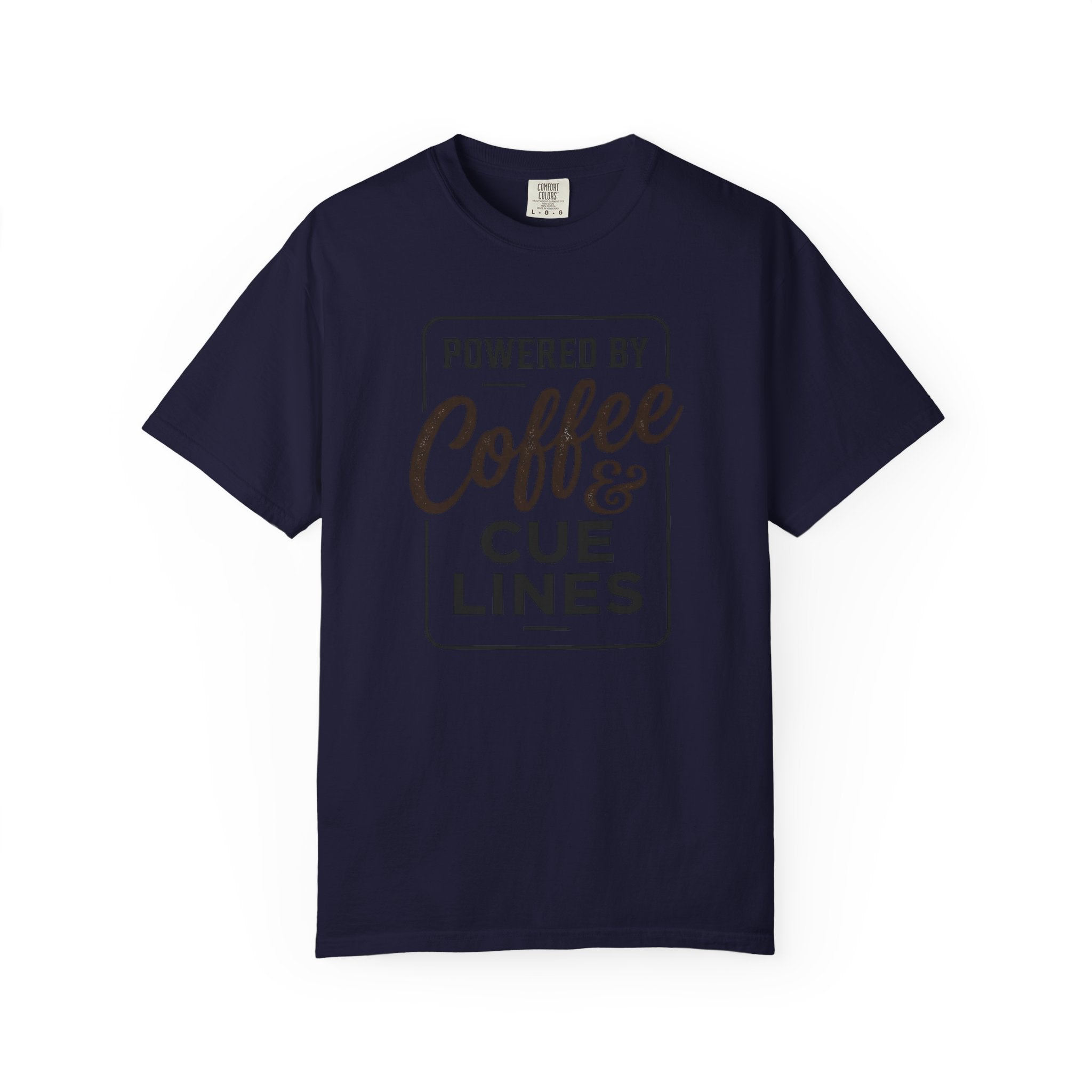 Coffee & Cue Lines T-Shirt — "Powered by Coffee & Cue Lines"