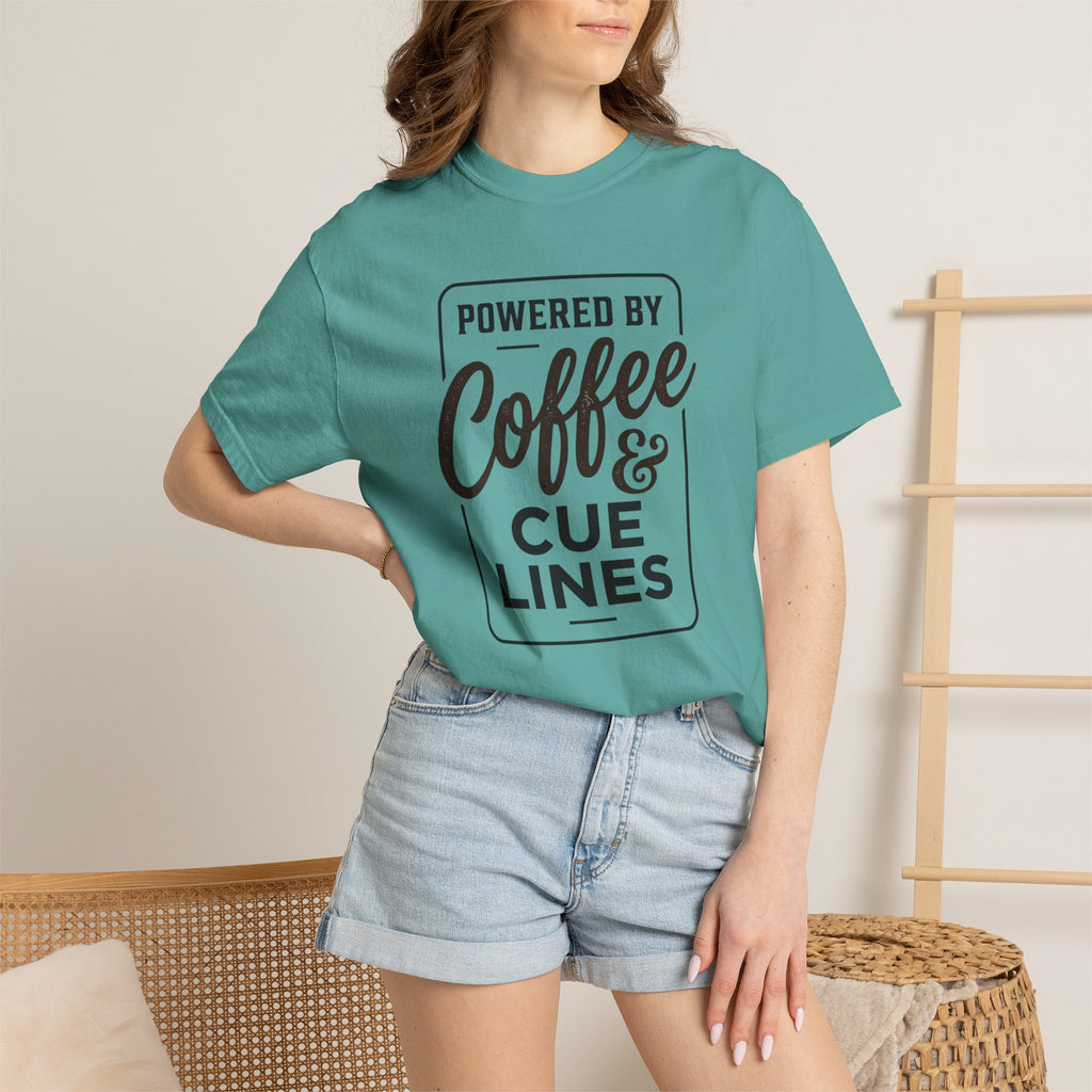 Coffee & Cue Lines T-Shirt — "Powered by Coffee & Cue Lines"