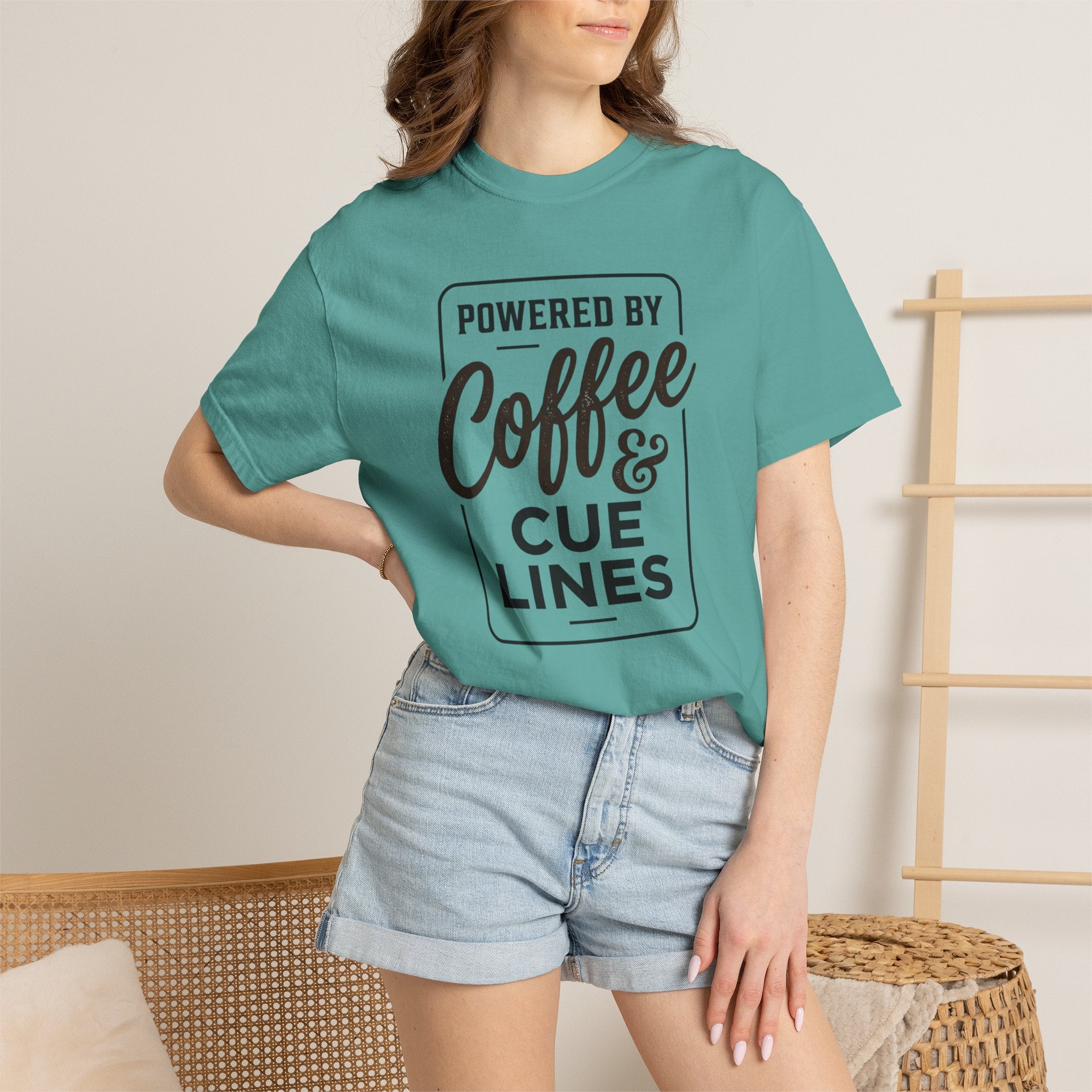 Coffee & Cue Lines T-Shirt — "Powered by Coffee & Cue Lines"